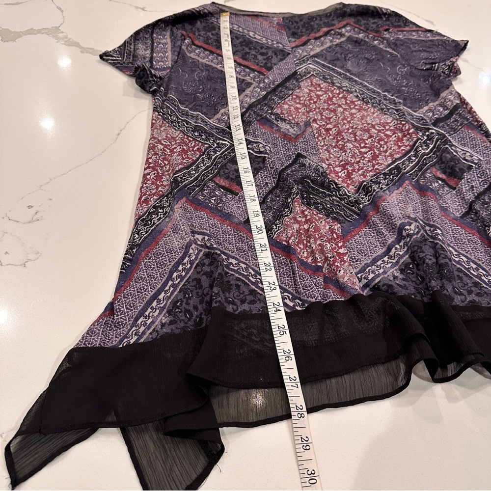 Simply Vera Wang Purple Floral Patchwork Flowy Tunic Top L Whimsigoth Witchy - Picture 9 of 9